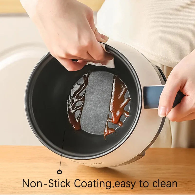 طباخات أرز كهربائية صغيرة محمولة متعددة الوظائف، تتسع لـ 1-2 شخص، وعاء طهي مسطح ذكي، قدر بخاري، وعاء رامين 220 فولت